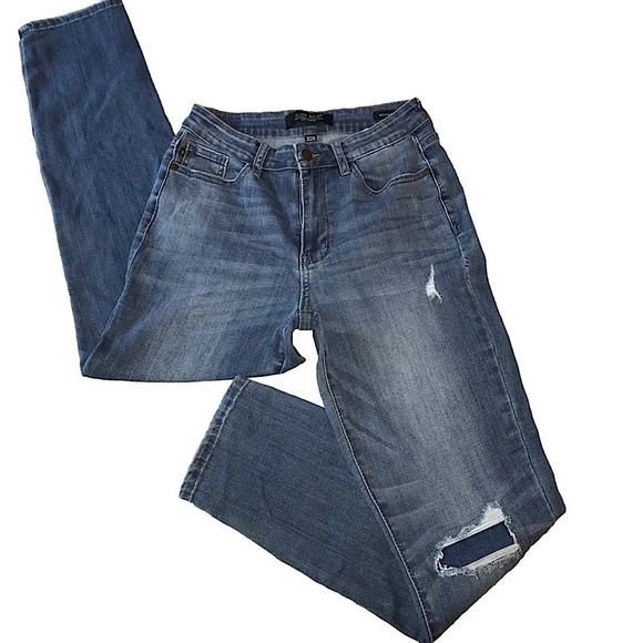 Judy Blue High Rise Denim Patch Boyfriend Jeans Medium Wash Women’s sz 3| 26 - Picture 6 of 16